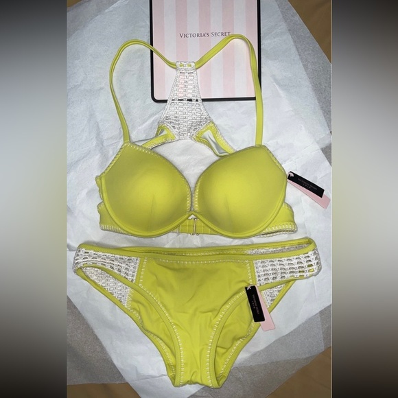 2pcs (36C Top & L Bottom) Victoria's Secret Crochet Swim Bikini Set - Picture 7 of 11